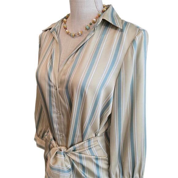 Zara NWT Button-up Stripe Wrap dress Sz Small - Picture 4 of 6